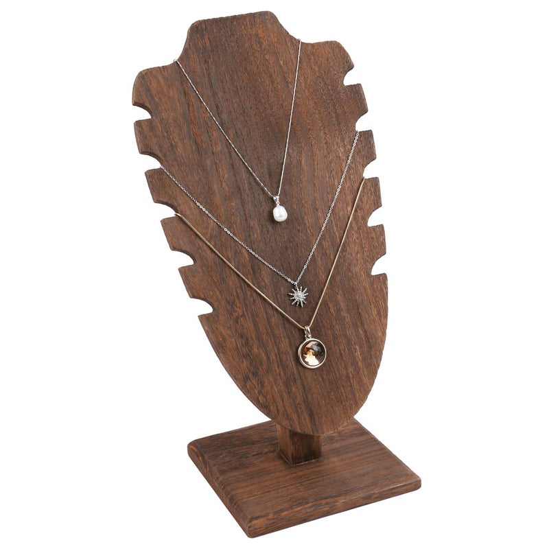 MOOCA Wooden Freestanding Necklace Easel Display Stand - Adjustable Slope Jewelry Showcase Holder for 6 Necklaces, Brown Color - Image 5